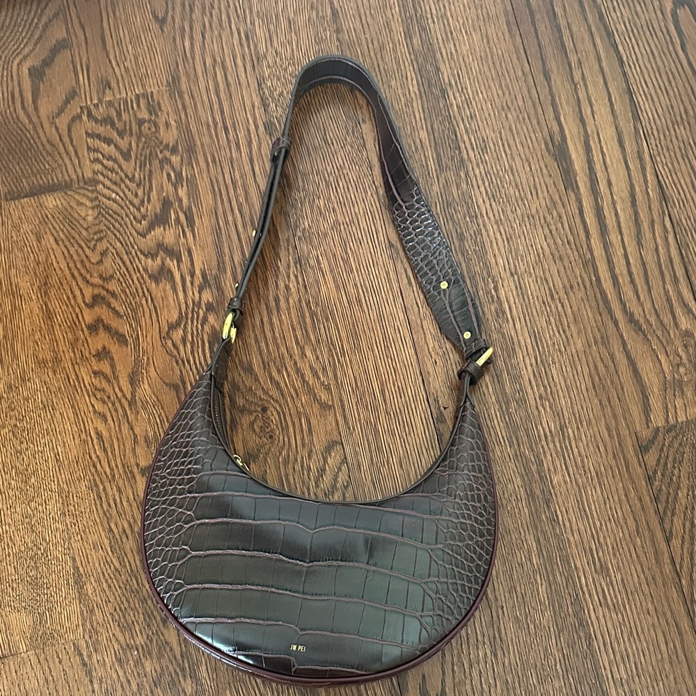 JW PEI Dark Brown Croc-Embossed Shoulder Bag - Picture 2 of 4